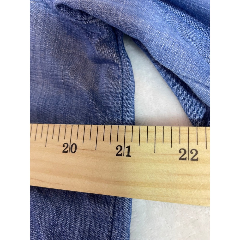 TWELVE by Ontwelfth lace up tunic shirt women's size L blue chambray long sleeve - Picture 4 of 15